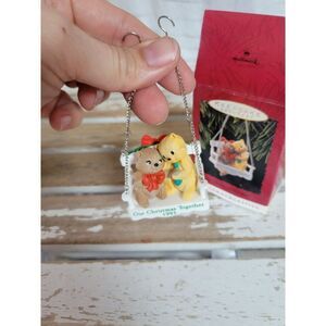 Hallmark our Christmas together cat kitten bench ornament 1993